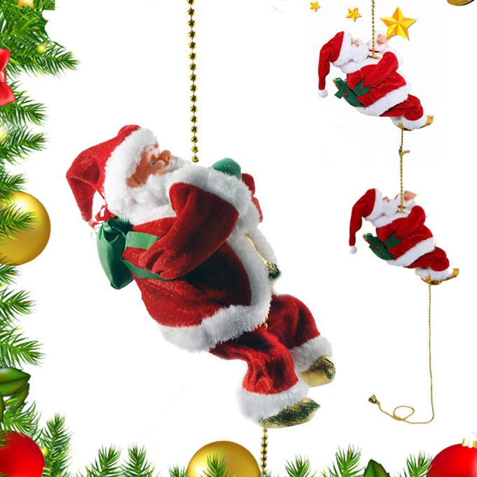 Animated Musical Climbing Santa Claus Decoration for Festive Christmas Holiday Fun