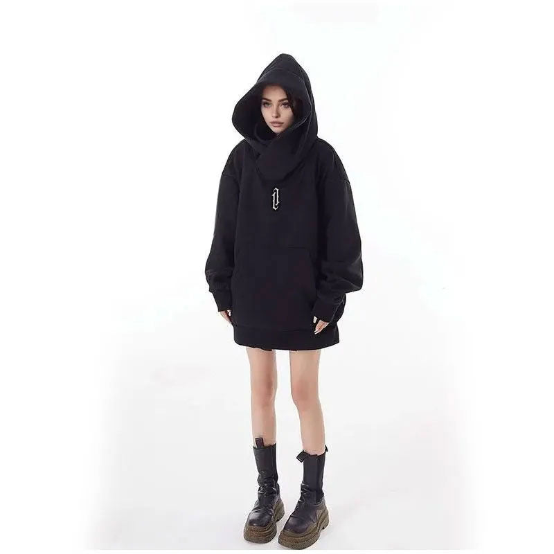 NEBUKON Urban Hip Hop Hoodie: Unisex Double Neckline Loose Fit Comfort Sweatshirt