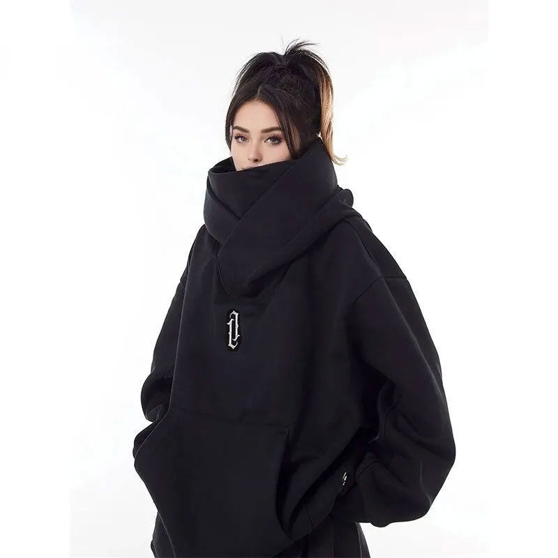 NEBUKON Urban Hip Hop Hoodie: Unisex Double Neckline Loose Fit Comfort Sweatshirt