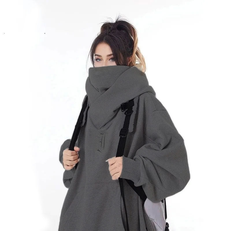 NEBUKON Urban Hip Hop Hoodie: Unisex Double Neckline Loose Fit Comfort Sweatshirt