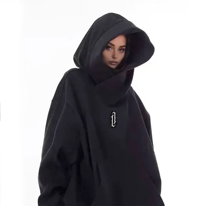 NEBUKON Urban Hip Hop Hoodie: Unisex Double Neckline Loose Fit Comfort Sweatshirt