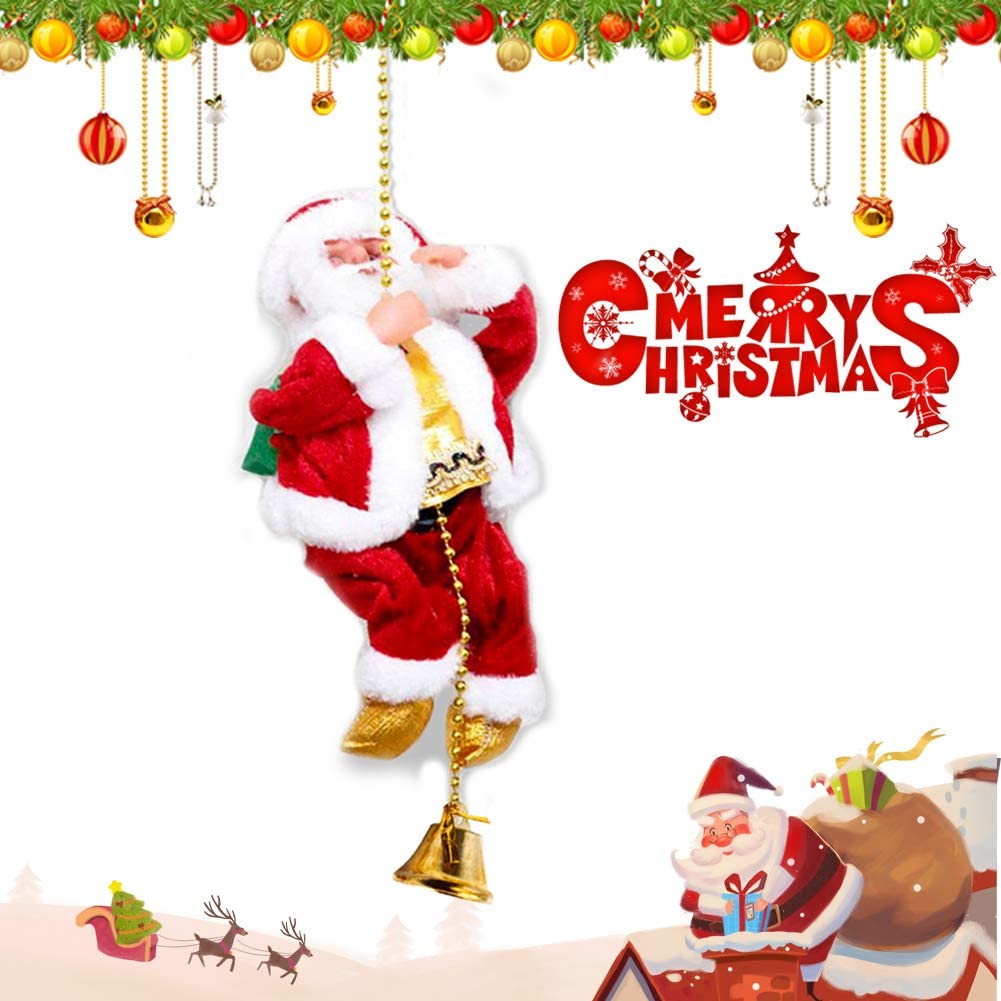 Animated Musical Climbing Santa Claus Decoration for Festive Christmas Holiday Fun
