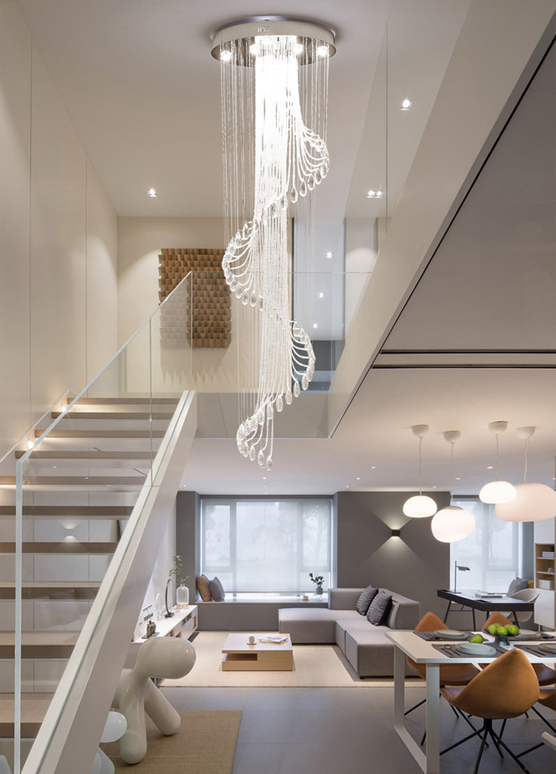 Modern Luxury Large K9 Spiral Crystal Chandelier