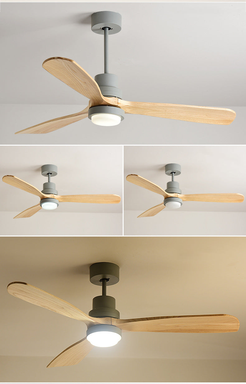 Wooden Modern LED Chandelier With Ceiling Fan