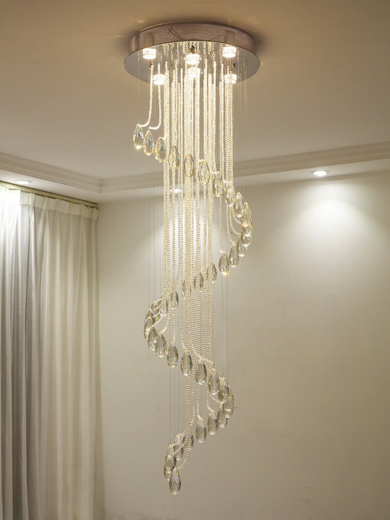 Modern Luxury Large K9 Spiral Crystal Chandelier