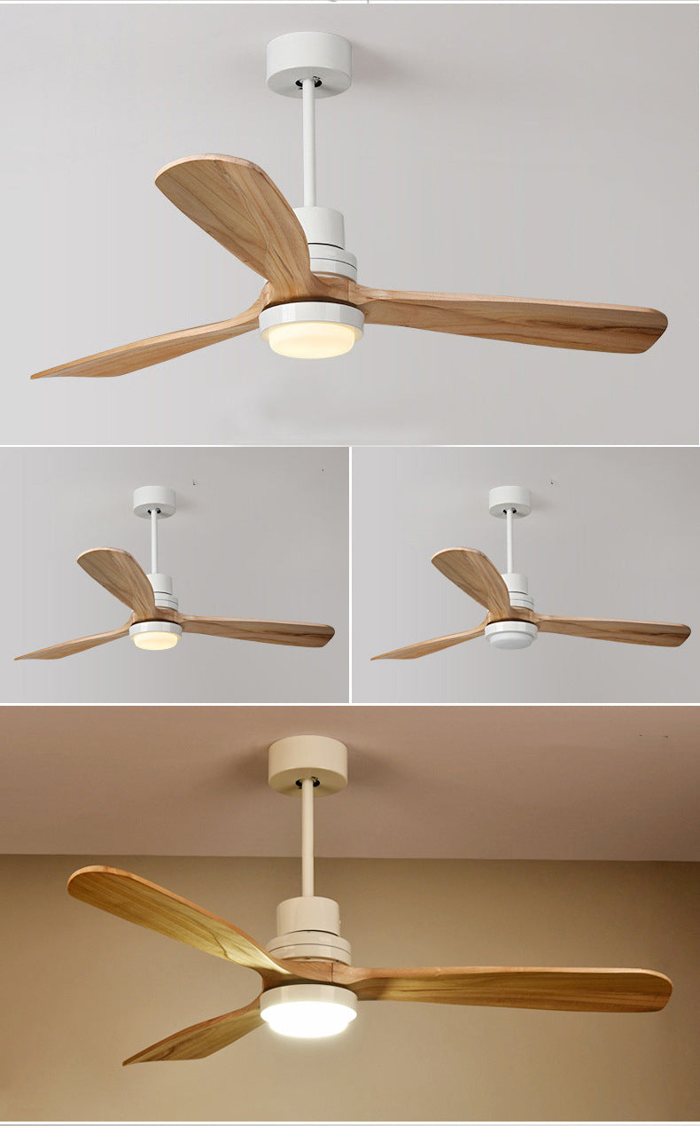 Wooden Modern LED Chandelier With Ceiling Fan
