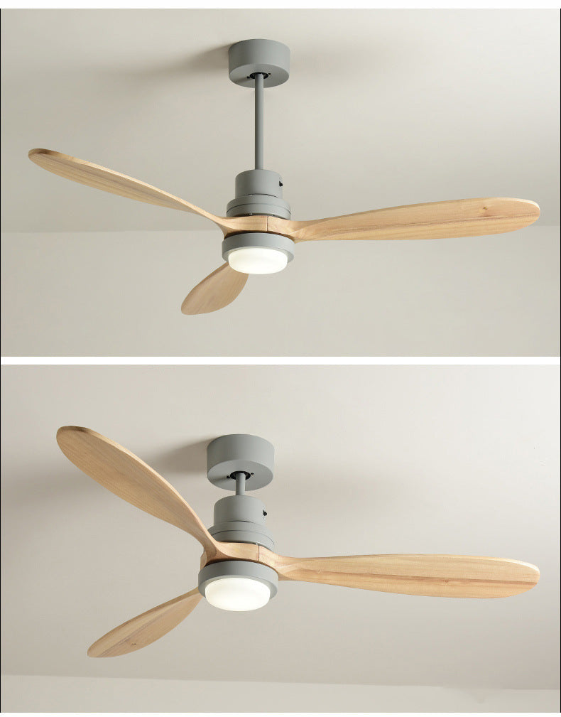 Wooden Modern LED Chandelier With Ceiling Fan