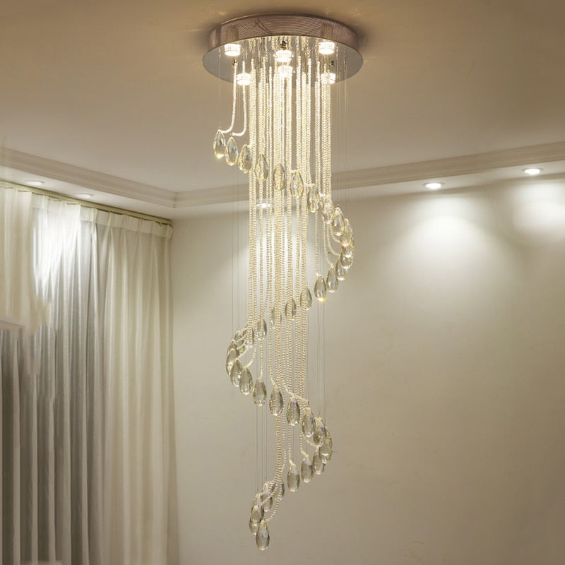 Modern Luxury Large K9 Spiral Crystal Chandelier