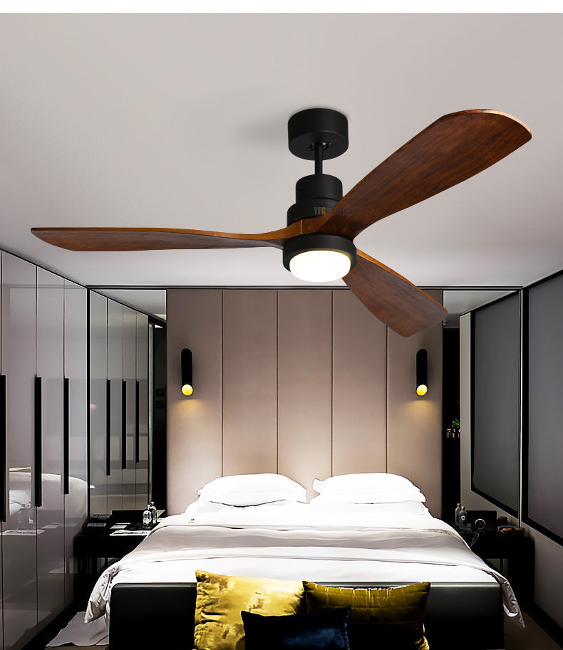 Wooden Modern LED Chandelier With Ceiling Fan