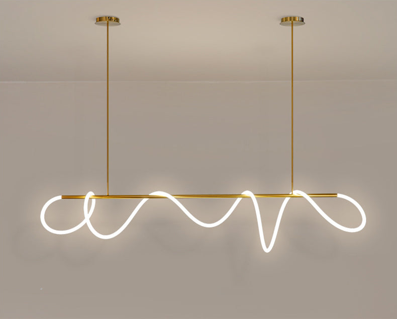 Modern Golden Led Chandelier Shiny Line