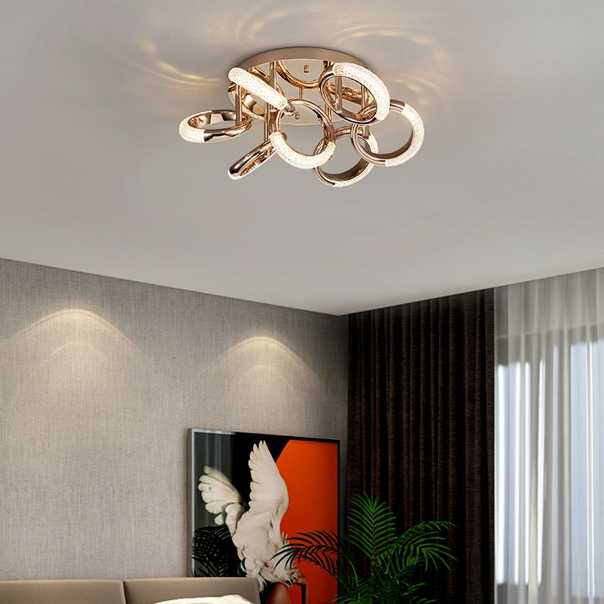 Postmodern Nordic Luxury Golden Ring Iron Chandelier