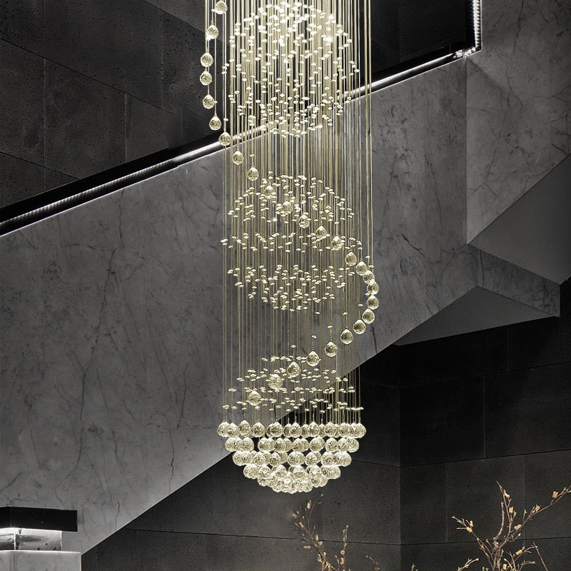 Modern Spiral LED Crystal Chandelier - Fixture for Staircase