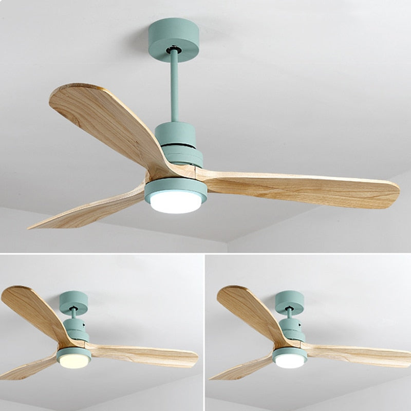 Wooden Modern LED Chandelier With Ceiling Fan