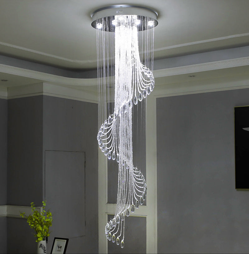 Modern Luxury Large K9 Spiral Crystal Chandelier