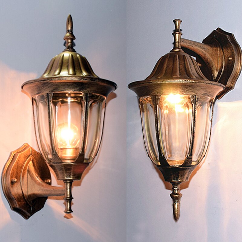 European vintage bronze aluminum courtyard waterproof outdoor wall sconce lamp