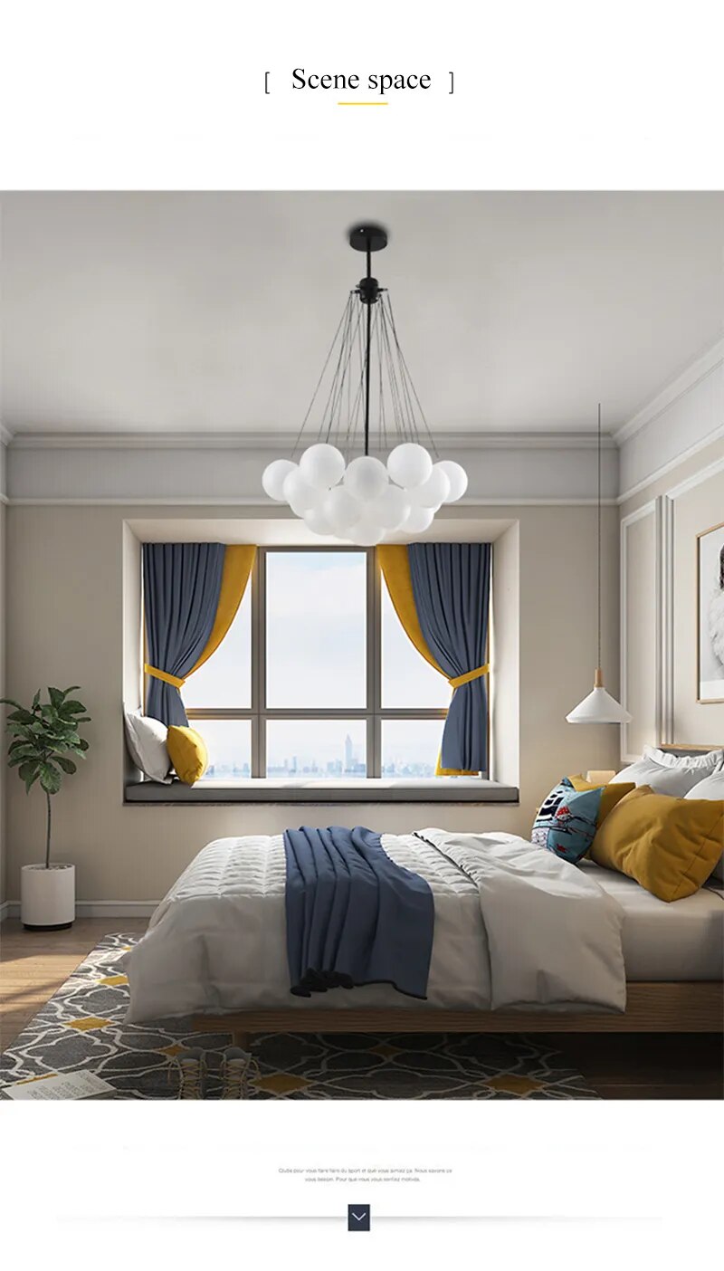 Bubble Glass Chandelier Frosted Glass