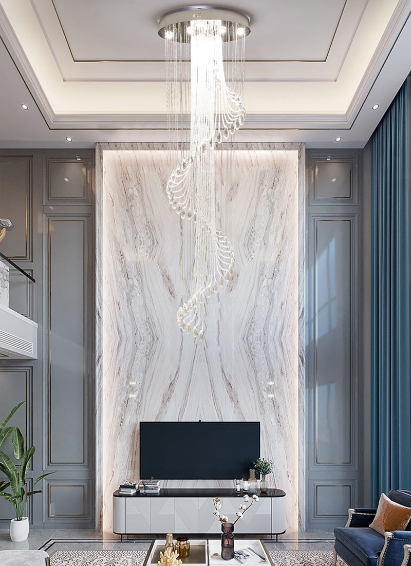 Modern Luxury Large K9 Spiral Crystal Chandelier