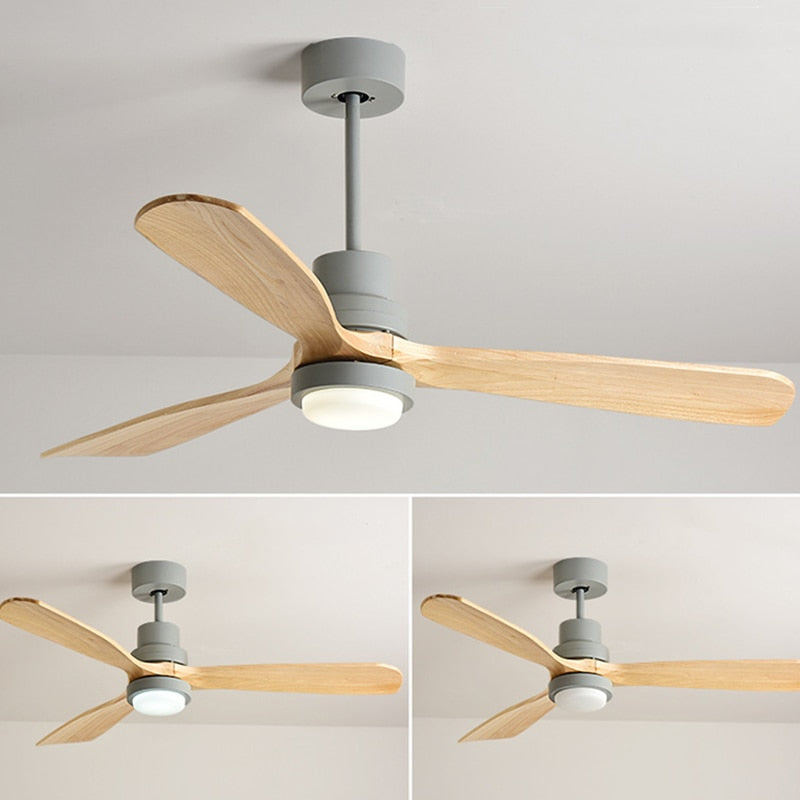 Wooden Modern LED Chandelier With Ceiling Fan