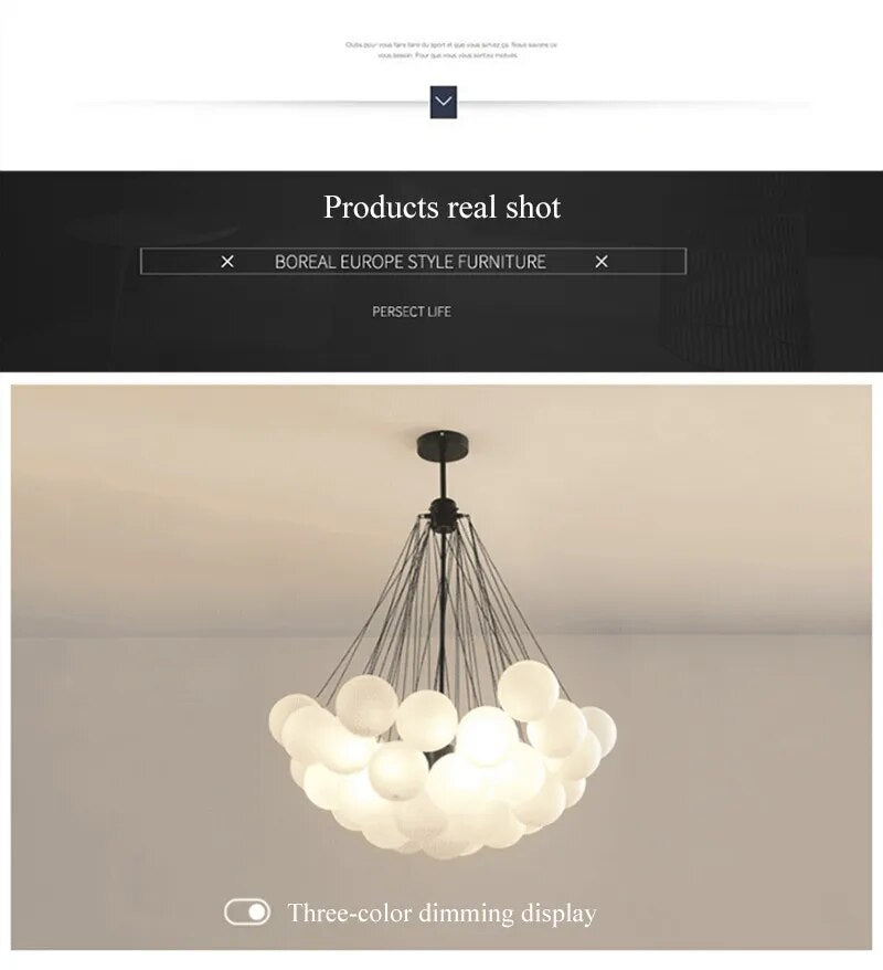 Bubble Glass Chandelier Frosted Glass