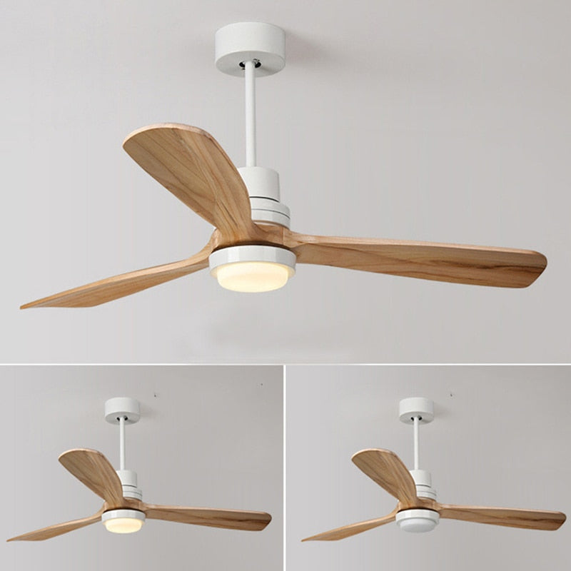 Wooden Modern LED Chandelier With Ceiling Fan
