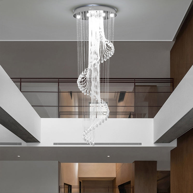 Modern Luxury Large K9 Spiral Crystal Chandelier