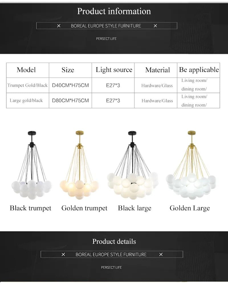 Bubble Glass Chandelier Frosted Glass