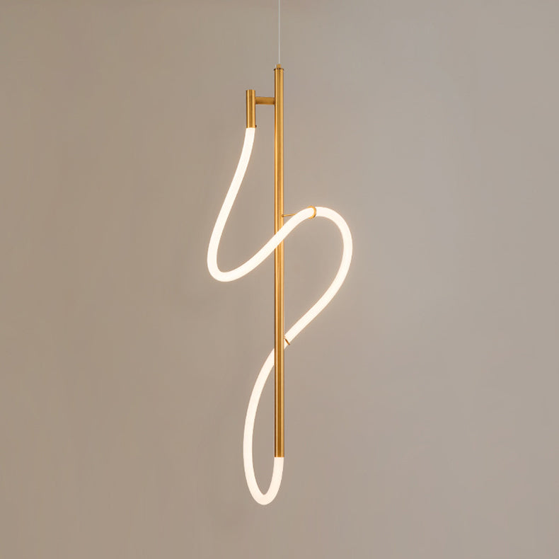 Modern Golden Led Chandelier Shiny Line