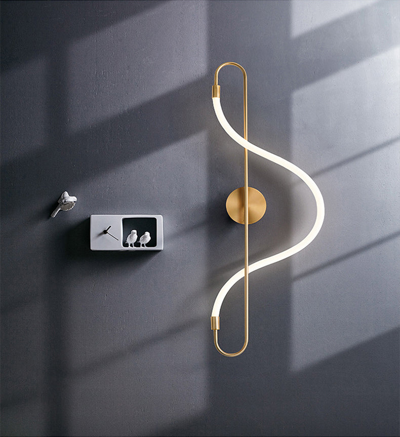 Modern Golden Led Chandelier Shiny Line