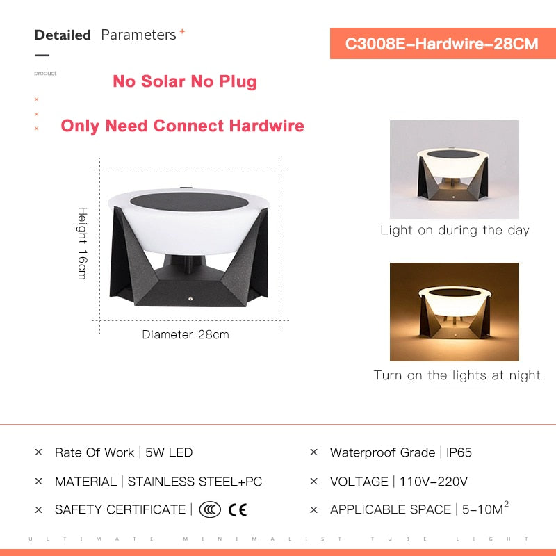 Outdoor Solar Lights Garden Light Column Lamps Waterproof Fence Gate Cap Light