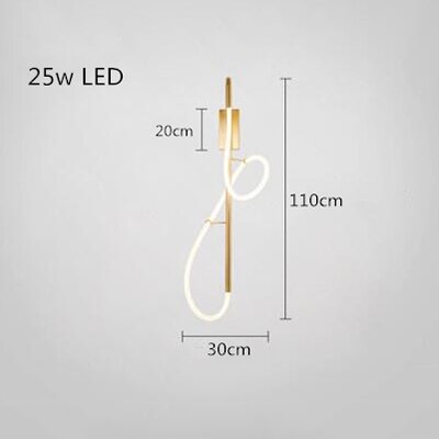 Modern Golden Led Chandelier Shiny Line