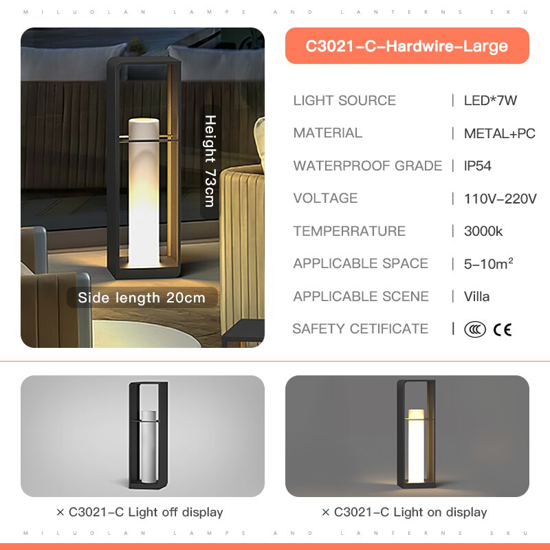 Garden Pathway Solar Led Light Lawn Lamps Waterproof Auto On/off