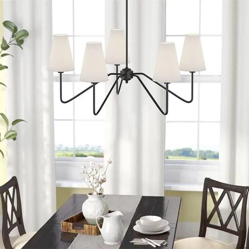 French Linen Shades Modern Chandelier