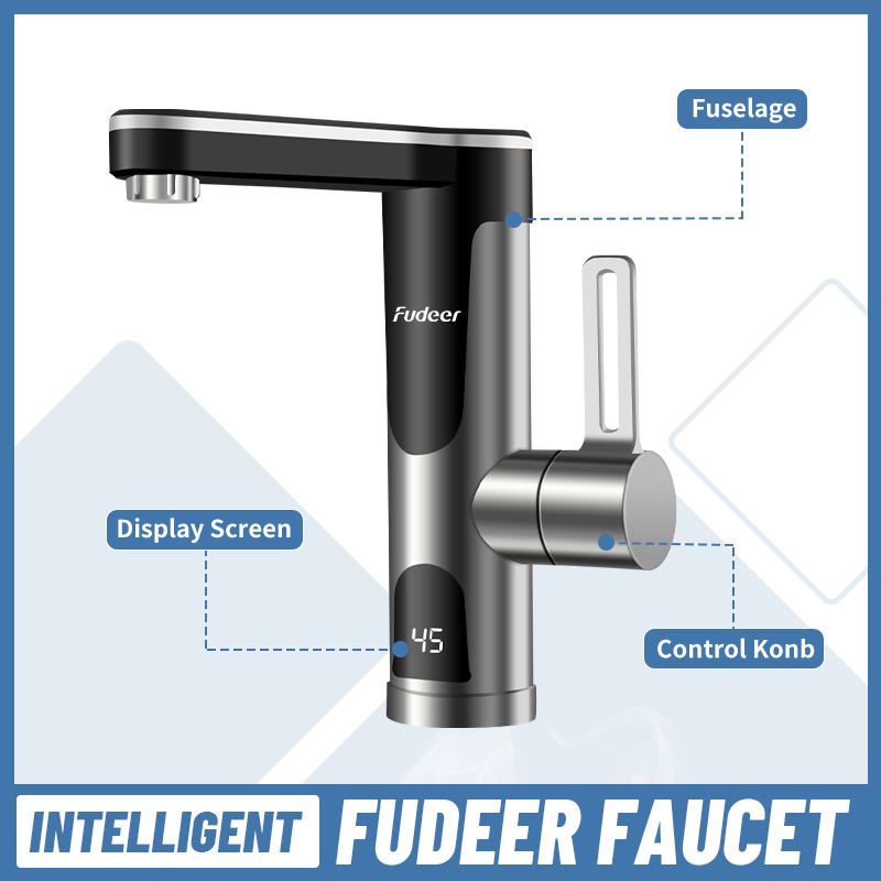 Instant Water Heater Faucet for Basin Tap 220V 3400W Tankless LCD Display