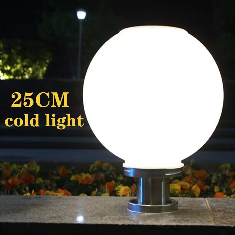 LED Round Ball Stainless Steel Solar Powered Lamp Outdoor IP65 Waterproof