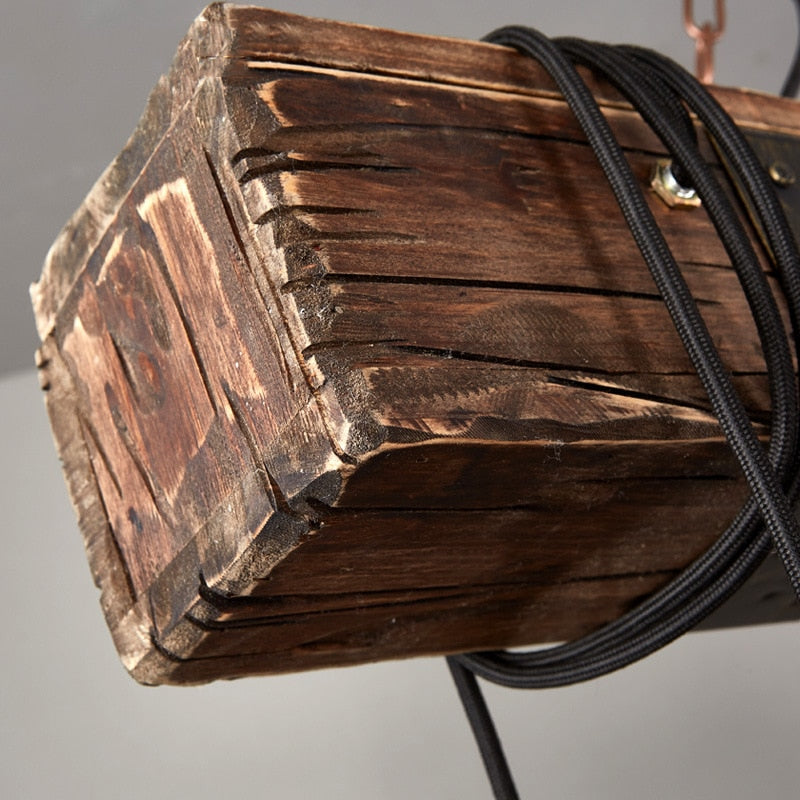 Antique Industrial Retro Wood LED Ceiling Chandelier