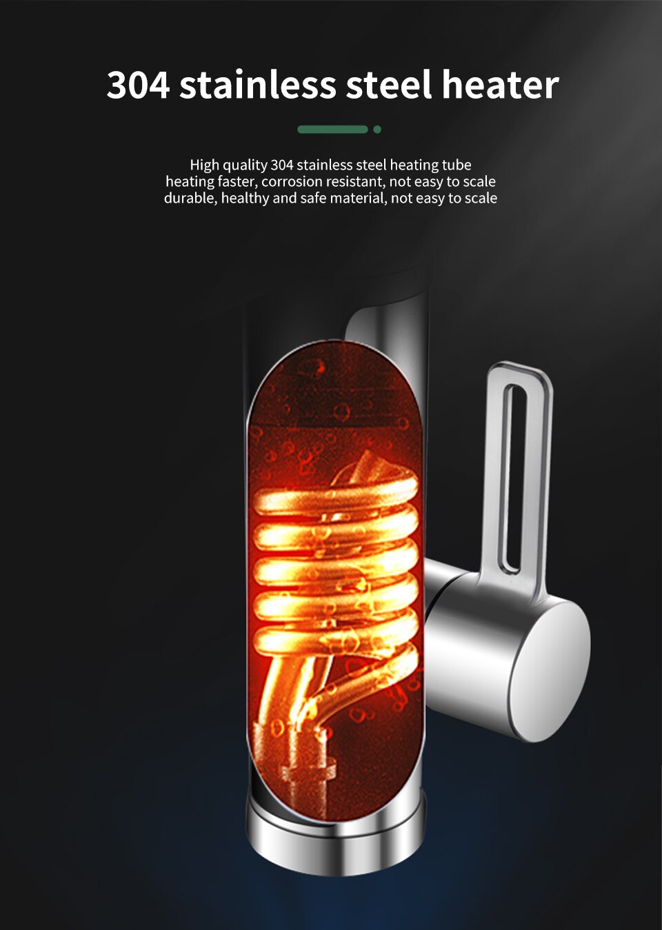 Instant Water Heater Faucet for Basin Tap 220V 3400W Tankless LCD Display