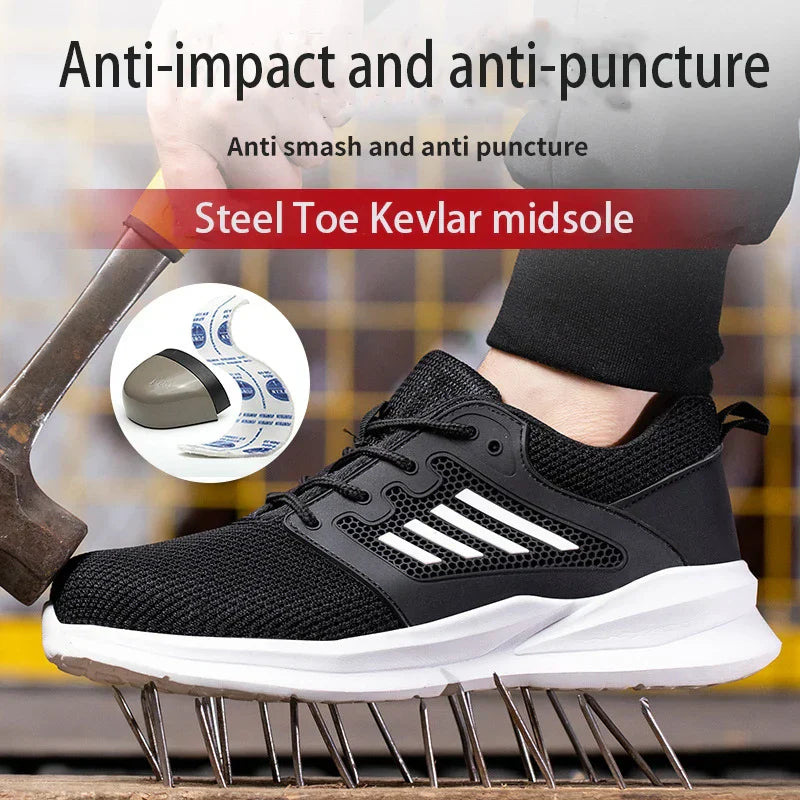Work Safety Shoes Lightweight Indestructible Work Sneakers Steel Toe