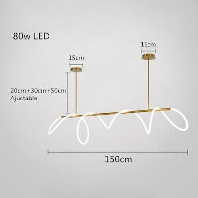 Modern Golden Led Chandelier Shiny Line