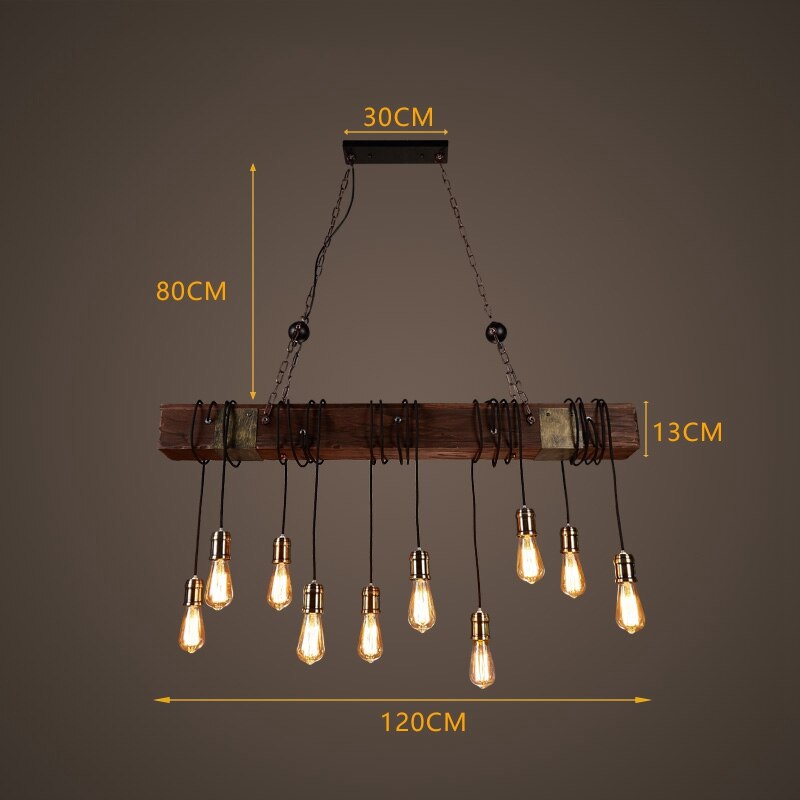 Antique Industrial Retro Wood LED Ceiling Chandelier