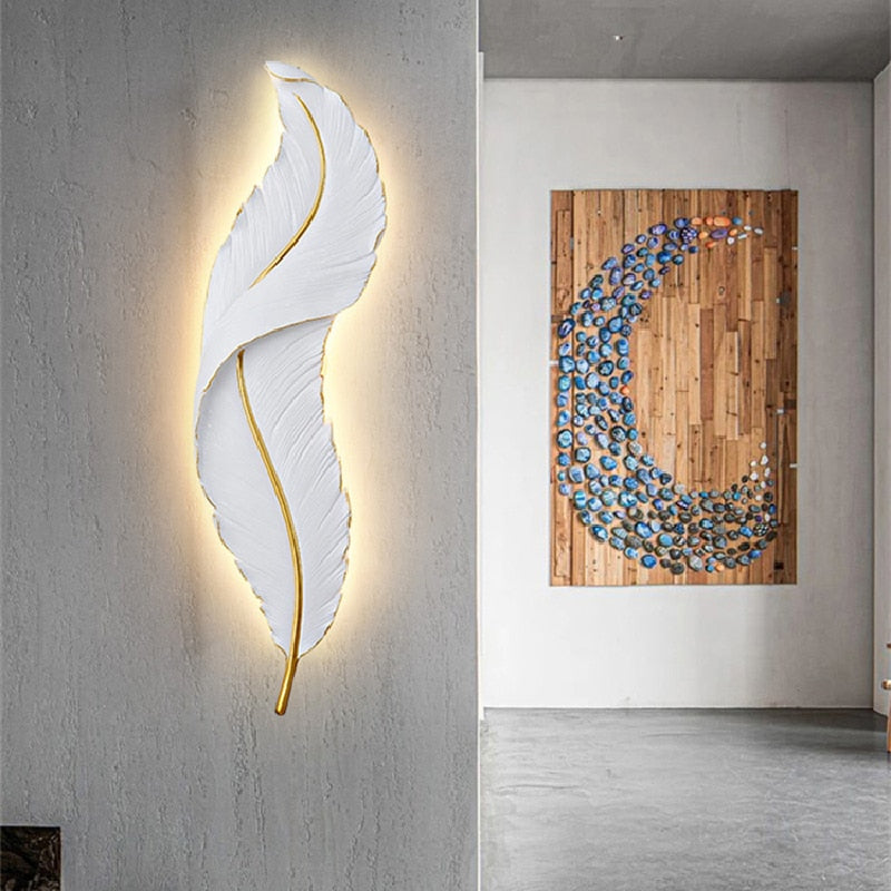 White Feather Wall Nordic Lamp
