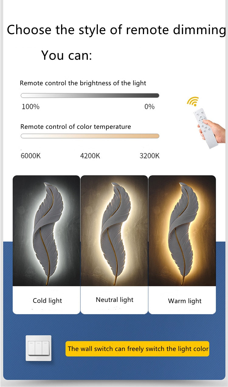 Led Feather Wall Lamp