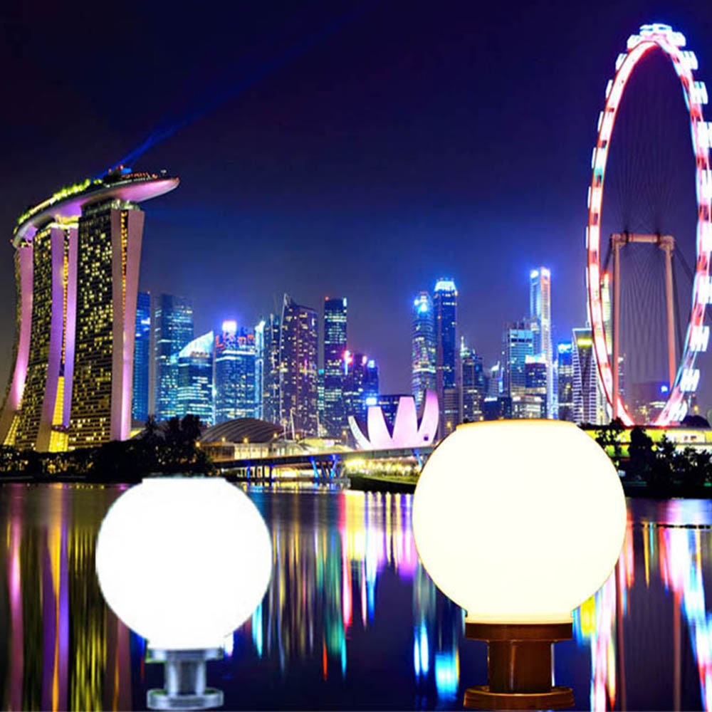 LED Round Ball Stainless Steel Solar Powered Lamp Outdoor IP65 Waterproof