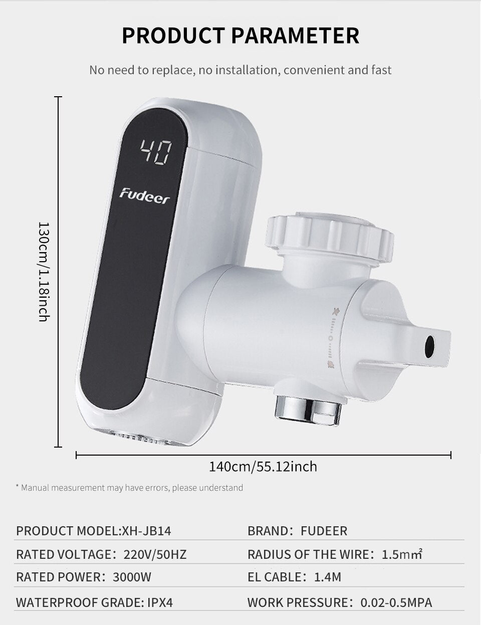 Instant Electric Hot Water Faucet Adapter