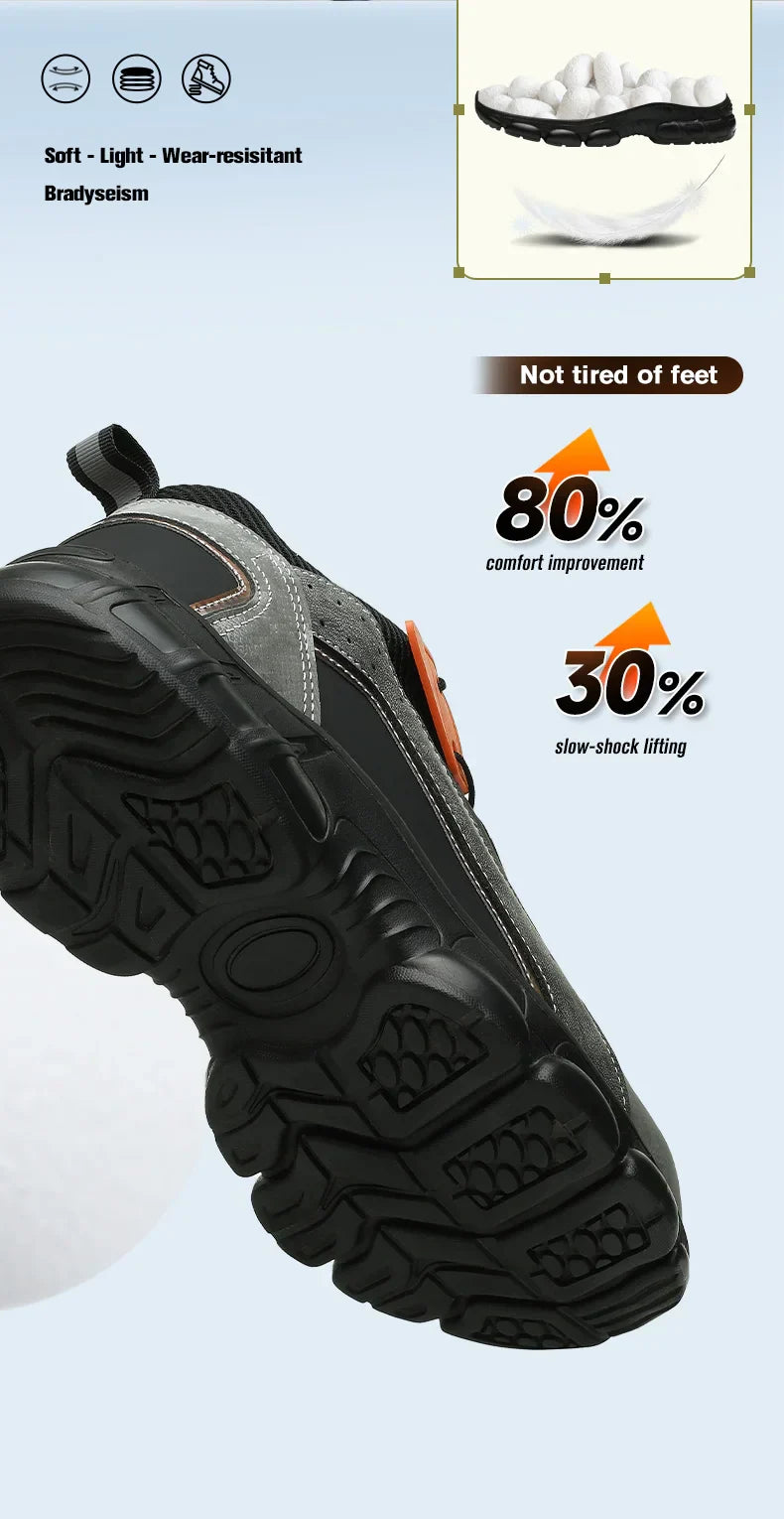 Rotating Buttons Boots Breathable Work Sneakers Men Safety Shoes Puncture-Proof Indestructible Shoes Non-slip