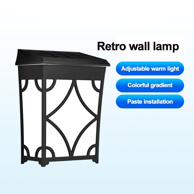 Vintage Solar Powered LED Wall Light Waterproof