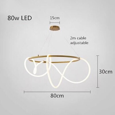 Modern Golden Led Chandelier Shiny Line