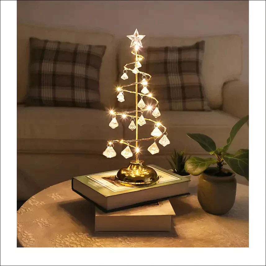 Gold Silver LED String Christmas Tree Table Lamp