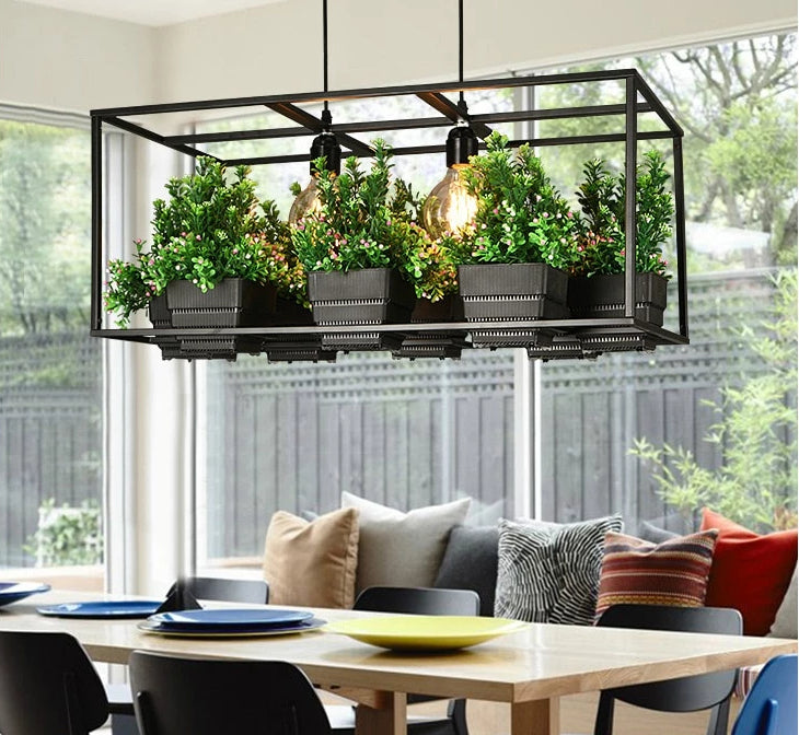 Metta - Wrought Iron Suspended Planter Lamp