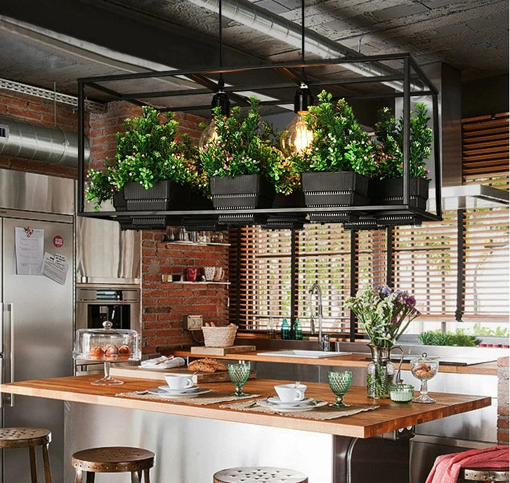 Metta - Wrought Iron Suspended Planter Lamp