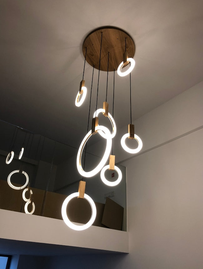 Modern LED Wall Stair Ring Chandelier